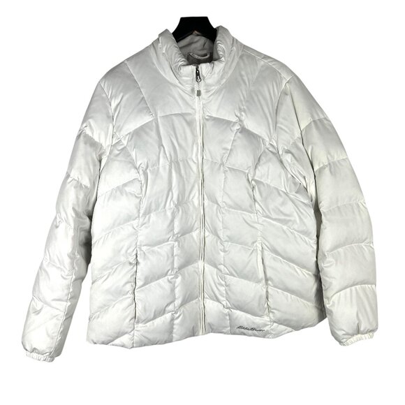 Eddie Bauer Womens 650 Fill Full Zip Down Puffer Jacket in White EB650 Size XXL - Picture 1 of 9
